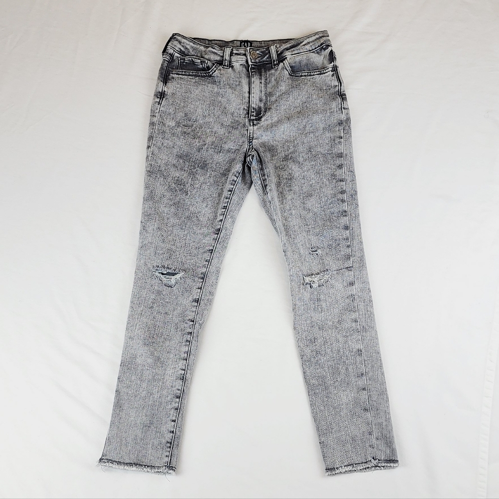 Gap Grey Stretch High Rise Ankle Jegging Distressed Jeans Pants
